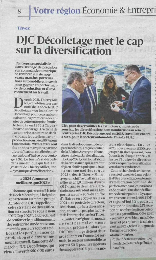 Visite élus locaux dans le batiment de DJC décolletage